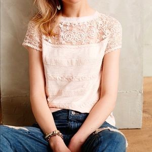 Anthropologie meadow rue gossamer embroider top